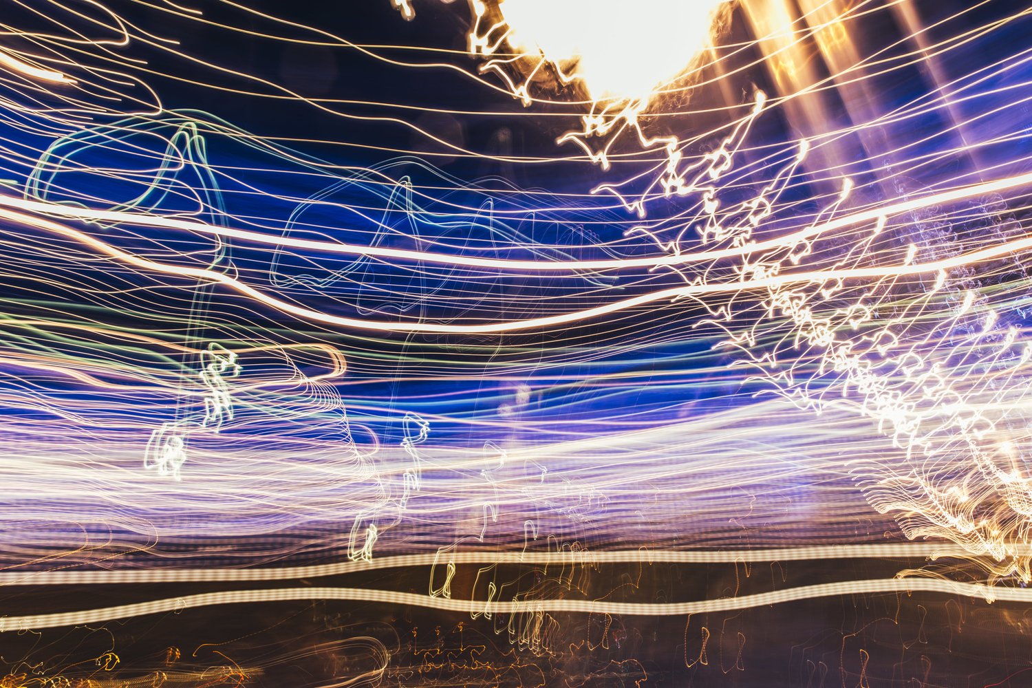 Light trails long exposure abstract night light – Landscape