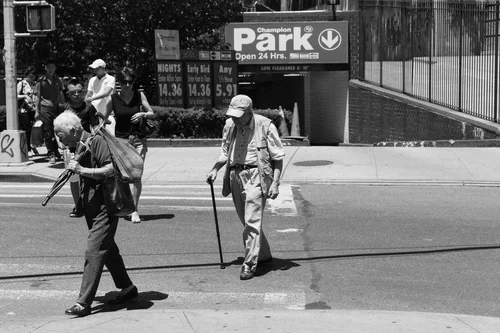 New york street elderly men walking black – New York