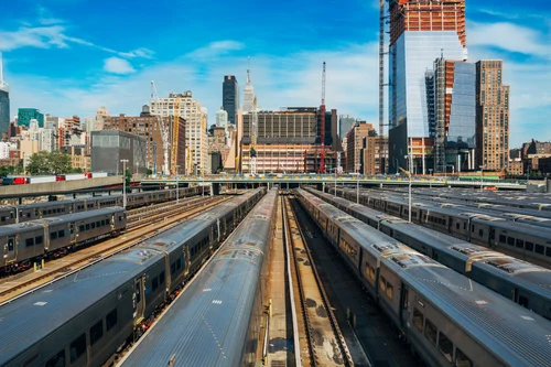 New york train yard railway skyline hudson – New York