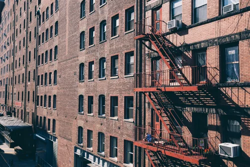 New york brick building fire escapes architecture – New York