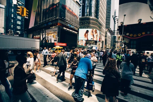 New york times square crowd people billboards – New York
