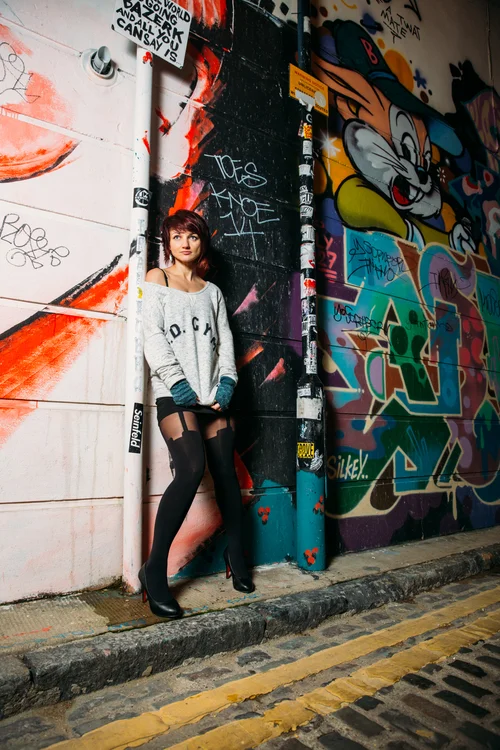 Woman graffiti street art urban fashion colourful – Fashion & Portrait Photography