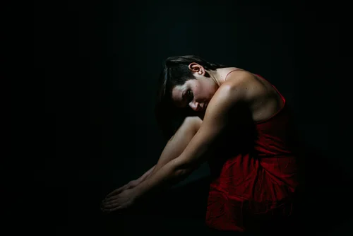 Dancer red dress studio dark ballet – Fashion & Portrait Photography