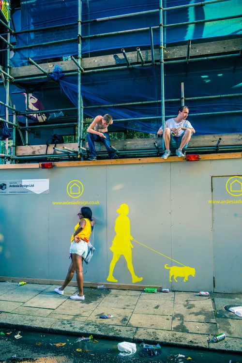 Street construction workers scaffolding yellow urban – Street