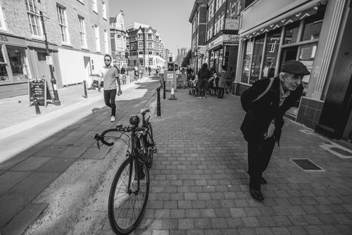 Street black and white cyclist bicycle road – Street
