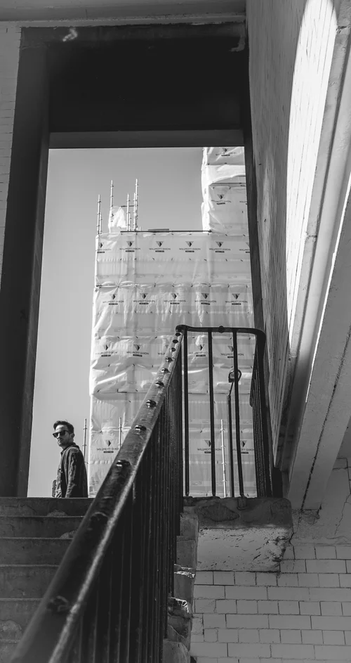 Black and white stairs man architecture monochrome – Street