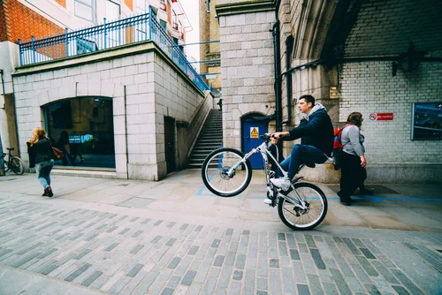 Cyclist bicycle street building urban – Street
