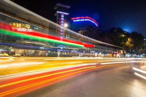 Vietnam hanoi night traffic light trails long – Vietnam