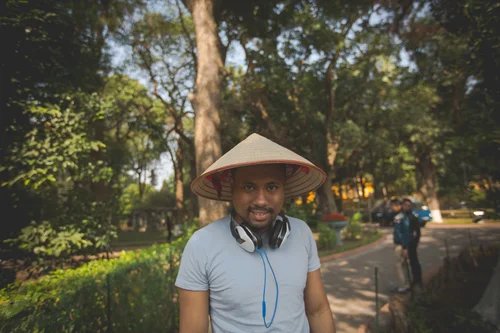 Vietnam man conical hat portrait park tourist – Vietnam