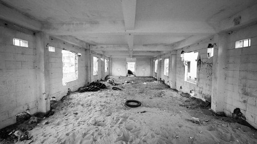 Vietnam abandoned building ruins black and white – Vietnam