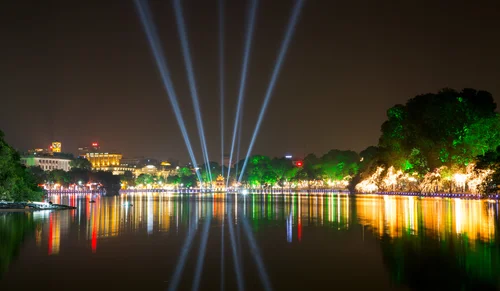 Vietnam night lights lasers river hoi an – Vietnam