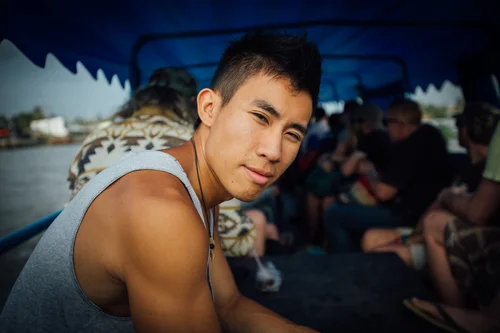 Vietnam man portrait boat sunset – Vietnam