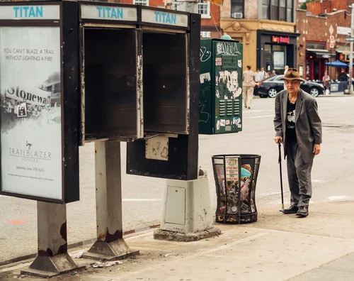 New york payphone titan street elderly man – New York