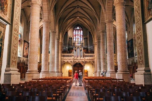 Luxembourg cathedral interior gothic church aisle – Luxembourg
