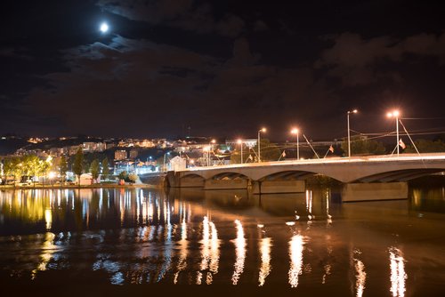 Portugal night bridge river lights porto reflection – Portugal