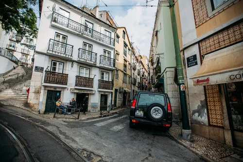 Portugal lisbon street jeep narrow houses – Portugal