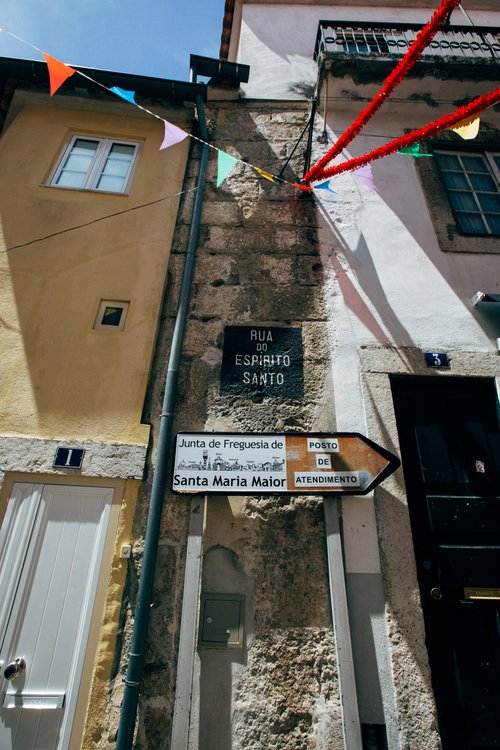 Portugal lisbon street signs buildings alfama looking – Portugal