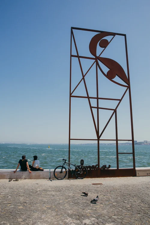 Portugal sculpture waterfront people sitting sea porto – Portugal