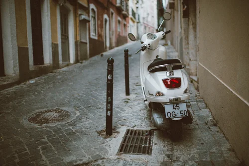 Portugal narrow street scooter alley lisbon – Portugal