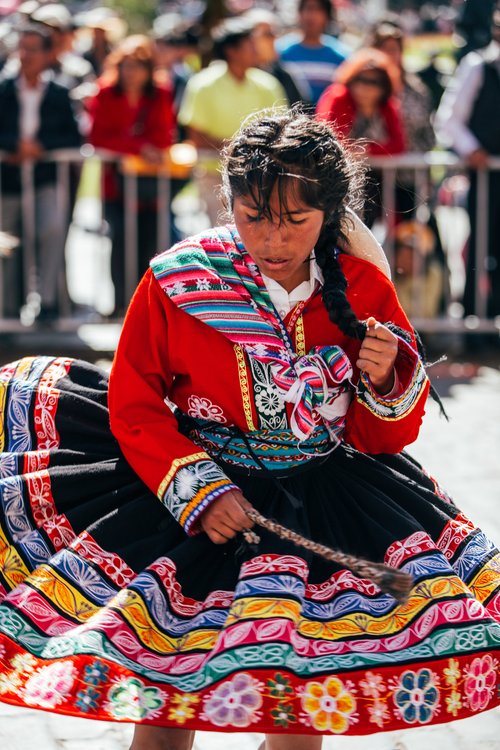 Peru cusco festival woman colourful traditional dress – Peru