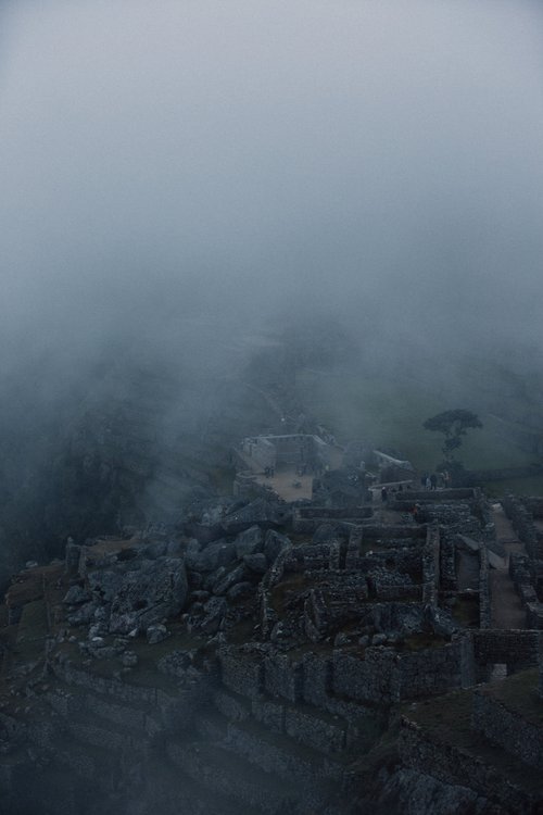 Peru machu picchu mist fog ruins – Peru