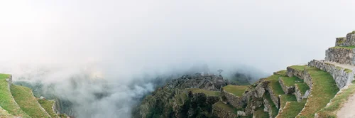 Peru mountains fog panorama terraces inca – Peru