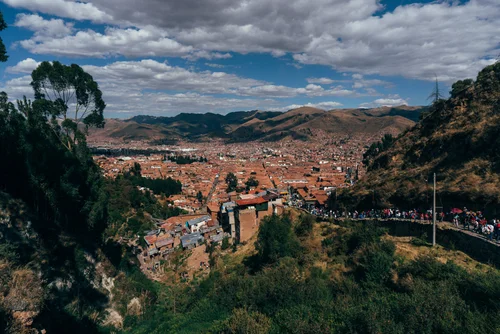 Peru mountains town valley aerial andes – Peru