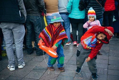 Peru festival dancers traditional costume street cusco – Peru