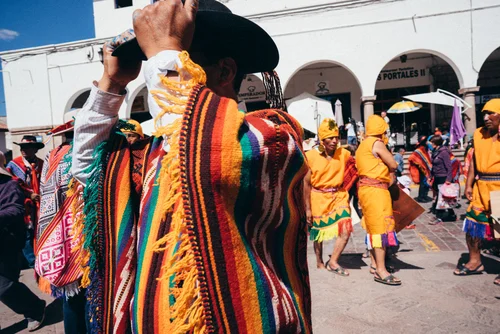 Peru festival parade traditional colourful poncho cusco – Peru