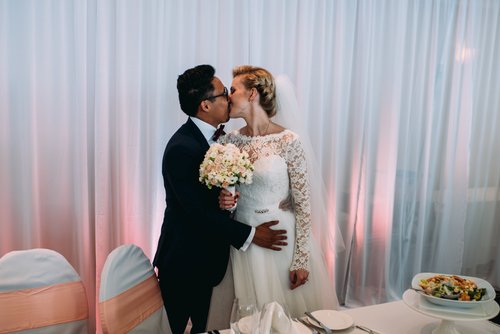 Wedding bride groom kiss reception first dance – Ally & Nas's wedding