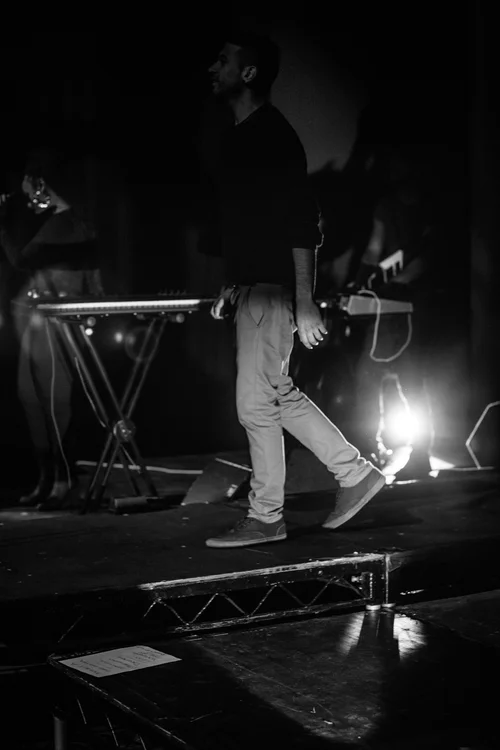 Musician stage keyboard black and white concert – Cynical headliner show