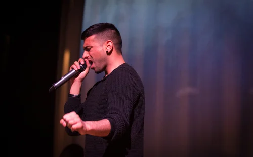 Singer man stage microphone concert live music – Cynical headliner show