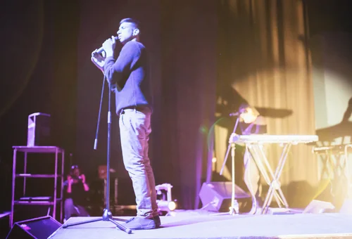 Singer man stage band keyboard concert live – Cynical headliner show