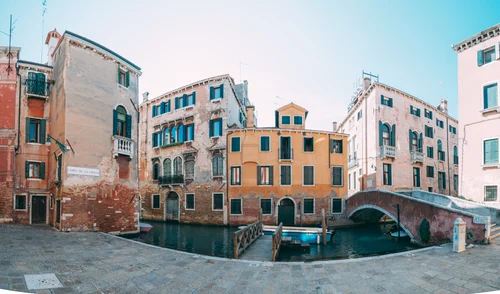 Venice square campo houses colourful – Italy Venice