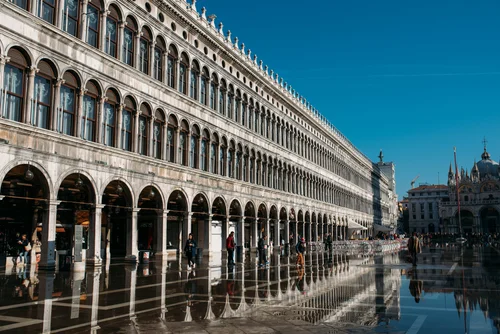 Venice st marks square arcade columns reflection – Italy Venice