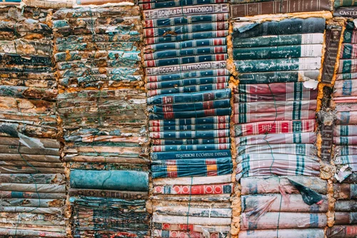 Venice fabric textiles market shop stall – Italy Venice