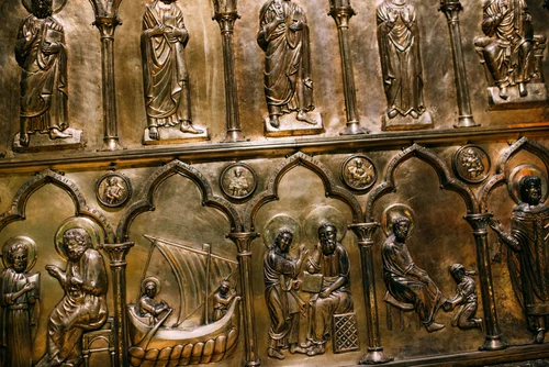 Venice bronze door relief church art – Italy Venice