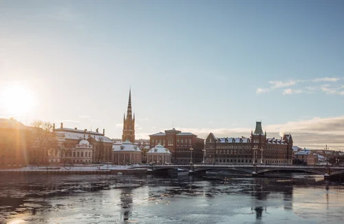 Stockholm sunset water old town riddarholmen winter – Stockholm