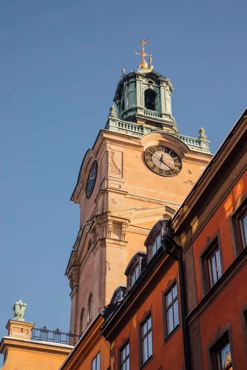 Stockholm clock tower church building blue sky – Stockholm