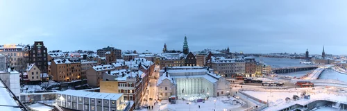 Stockholm winter panorama snow city aerial – Stockholm