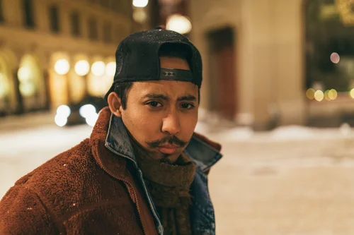 Stockholm man portrait cap night street winter – Stockholm