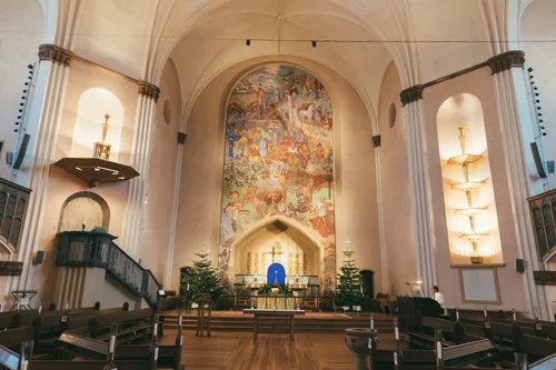 Stockholm church interior mural altar modern – Stockholm
