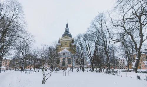Stockholm church snow park winter – Stockholm