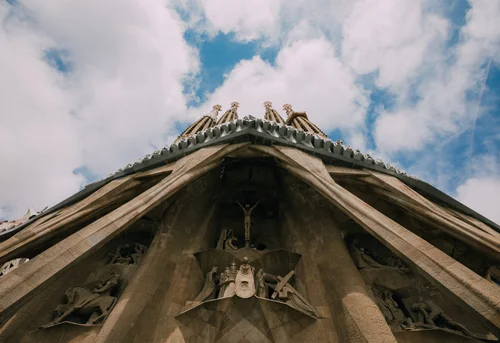 Barcelona sagrada familia gaudi facade church sky – Barcelona