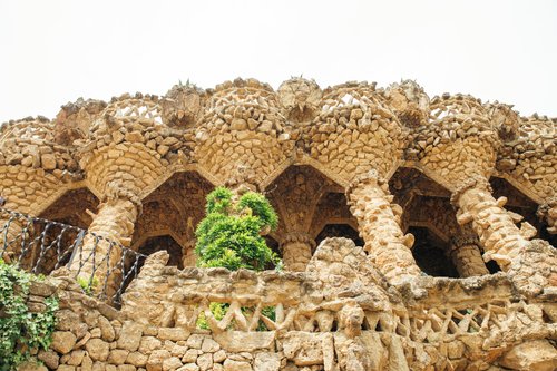 Barcelona park guell gaudi architecture stone columns – Barcelona