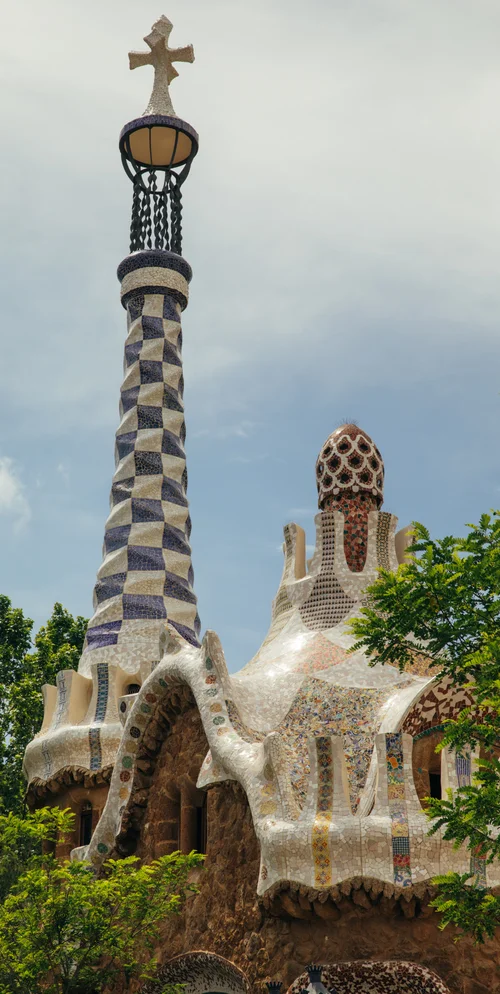 Barcelona park guell gaudi tower mosaic – Barcelona