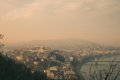 Budapest panorama city view danube haze aerial – Budapest