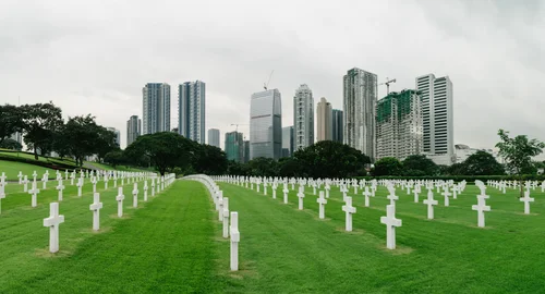 Philippines manila american cemetery crosses skyline war – Philippines