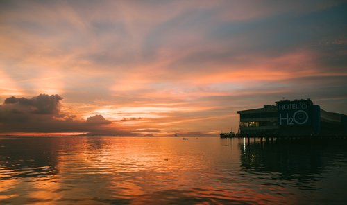 Philippines sunset manila bay orange sea – Philippines