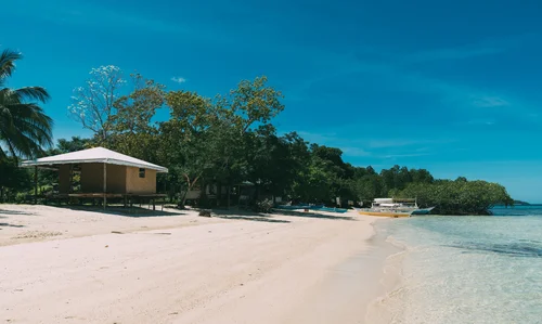 Philippines beach hut palm trees white sand – Philippines